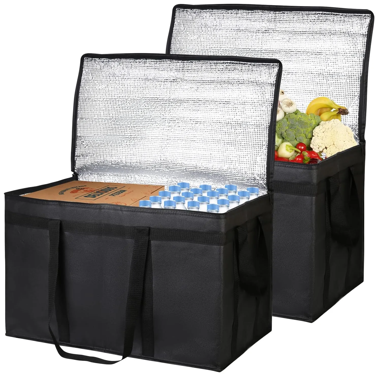 Bodaon 10-Pack Insulated Food Delivery Bag, XXXL Pizze Cooler Bags, Thermal Cold/Hot Styrofoam Carrier for Doordash/Travel/Shopping/Catering/Car, Warmer/Frozen, Dashers Door Dash Accessories