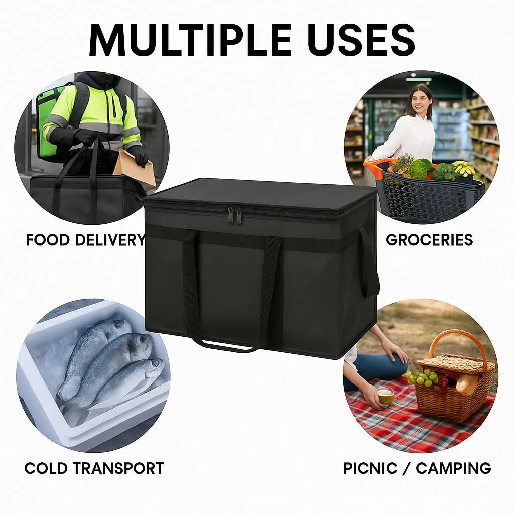 Bodaon 10-Pack Insulated Food Delivery Bag, XXXL Pizze Cooler Bags, Thermal Cold/Hot Styrofoam Carrier for Doordash/Travel/Shopping/Catering/Car, Warmer/Frozen, Dashers Door Dash Accessories