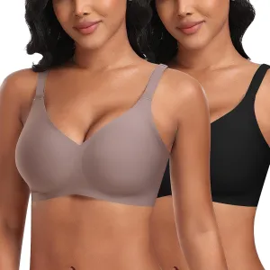 Bras for Women Wireless V Neck Push Up Seamless No Underwire Comfortable Plus Size Everyday Bra Bralettes with Extender