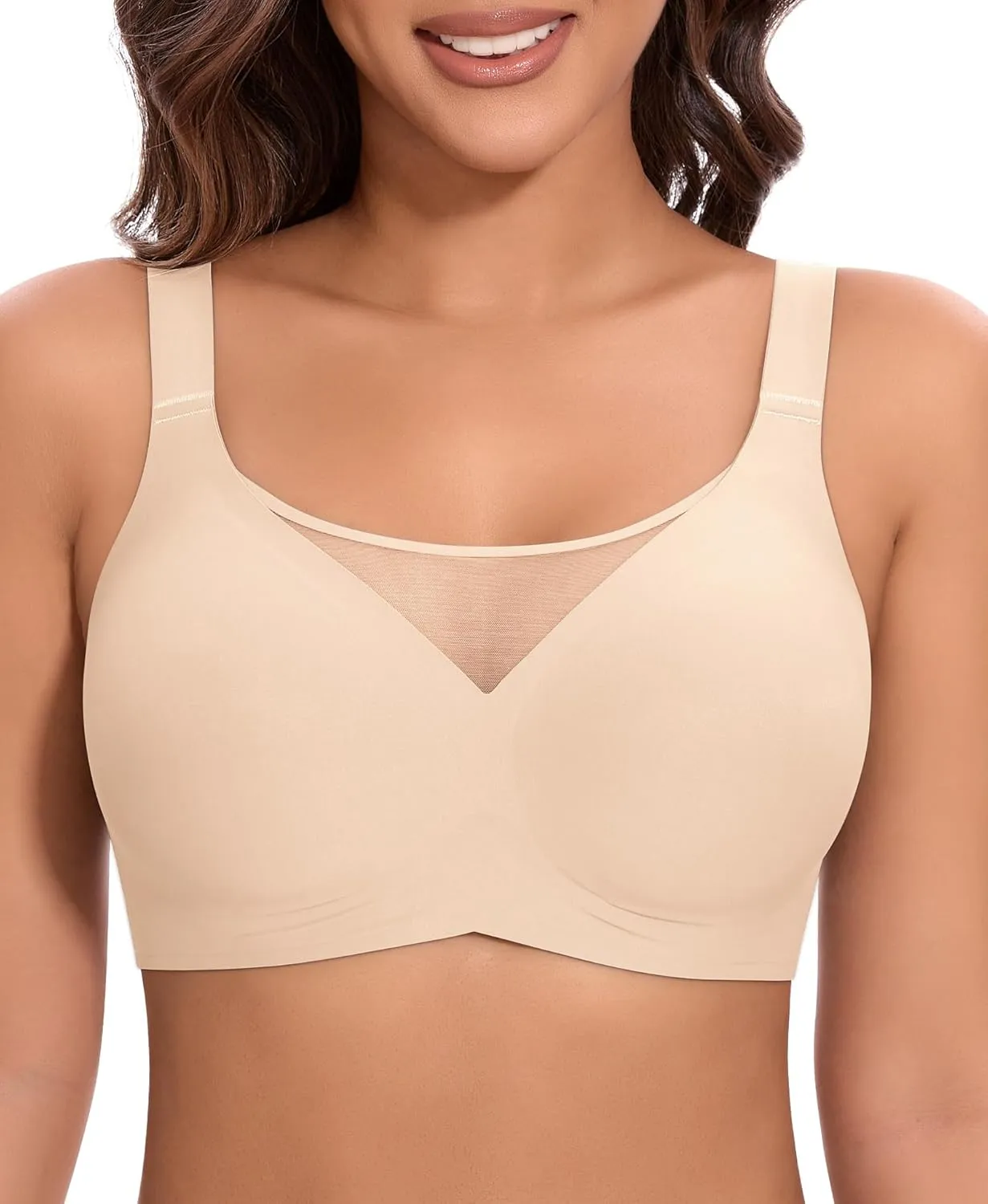 Bras for Women Wireless Seamless Mesh Push Up No Underwire Plus Size Soft Comfortable Sleep Everyday Brattlets with Extender