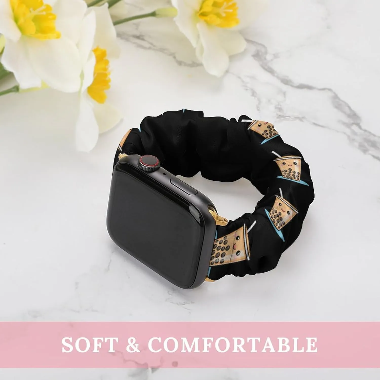 Bubble Milk Tea Fashion Watch Strap Scrunchies Wristbands Compatible With IWatch Series
