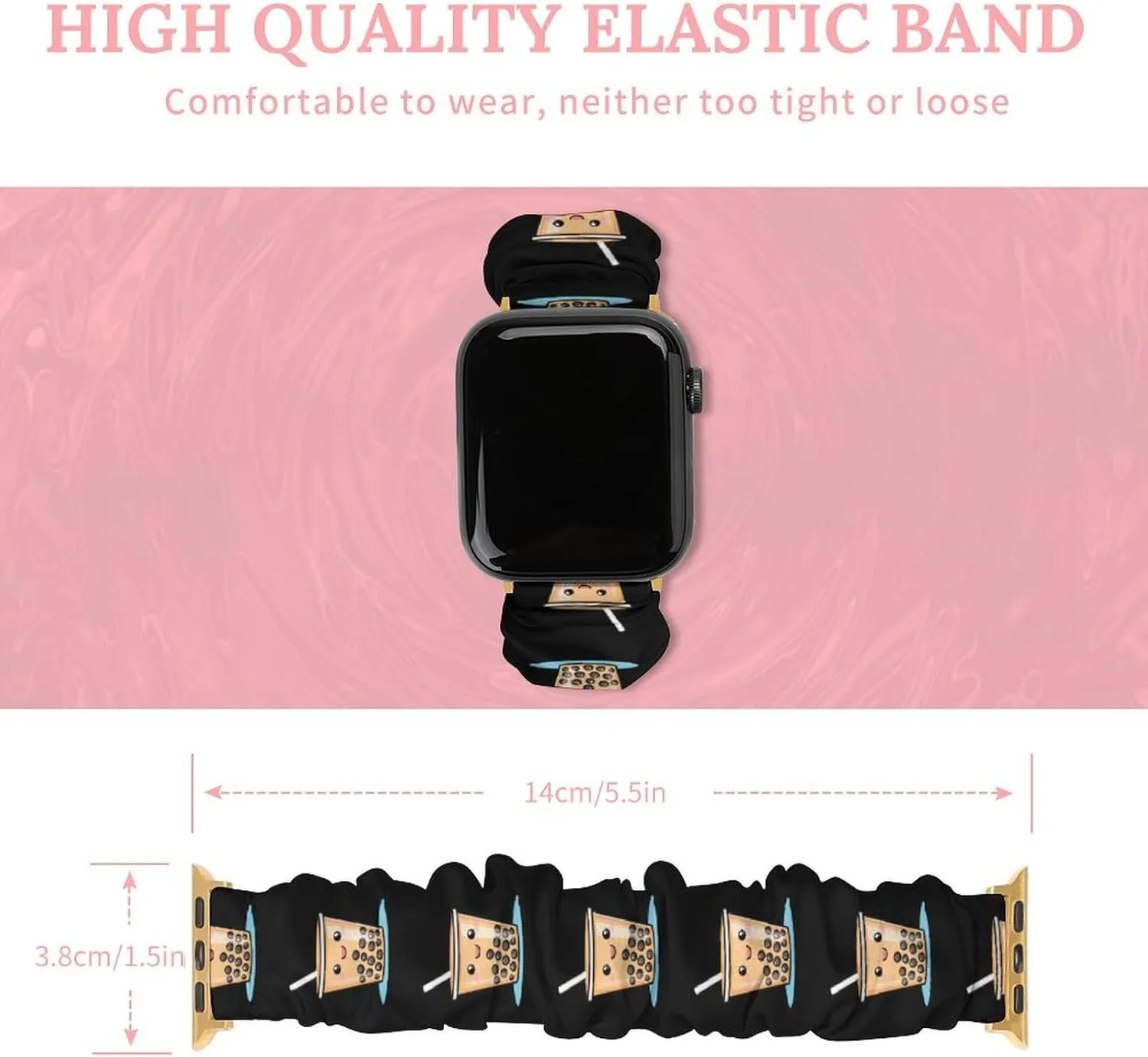 Bubble Milk Tea Fashion Watch Strap Scrunchies Wristbands Compatible With IWatch Series