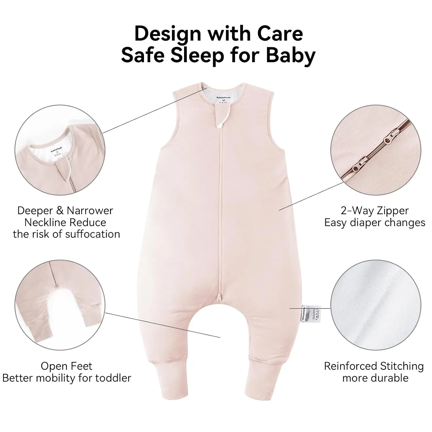 BubblePanda Rayon Made from Bamboo Toddler Sleep Sack with Feet 0.5 Tog Ultra Soft Toddler Sleeping Sack 3t-4t Baby Sleep Bag Walker Wearable Blanket with Legs 2-Way Zipper Lightweight