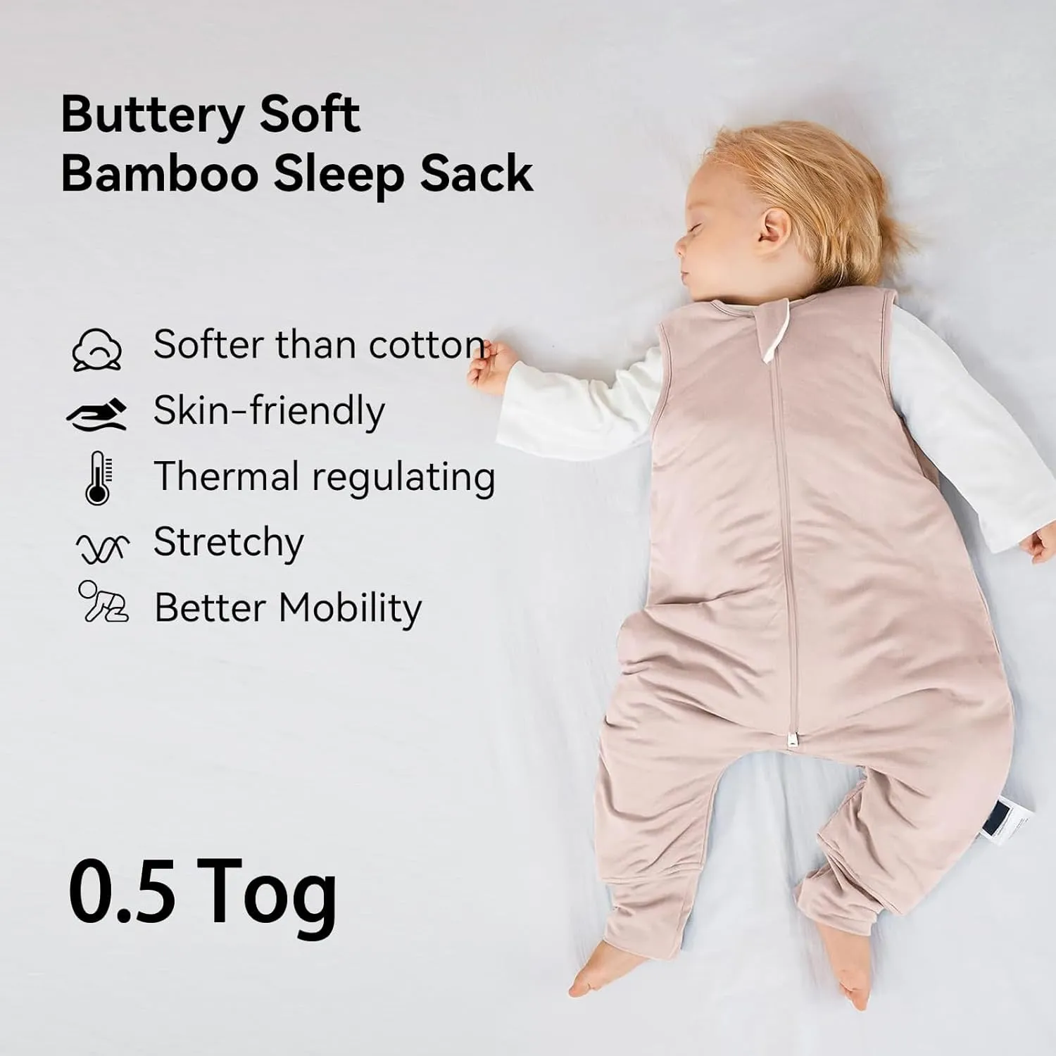 BubblePanda Rayon Made from Bamboo Toddler Sleep Sack with Feet 0.5 Tog Ultra Soft Toddler Sleeping Sack 3t-4t Baby Sleep Bag Walker Wearable Blanket with Legs 2-Way Zipper Lightweight