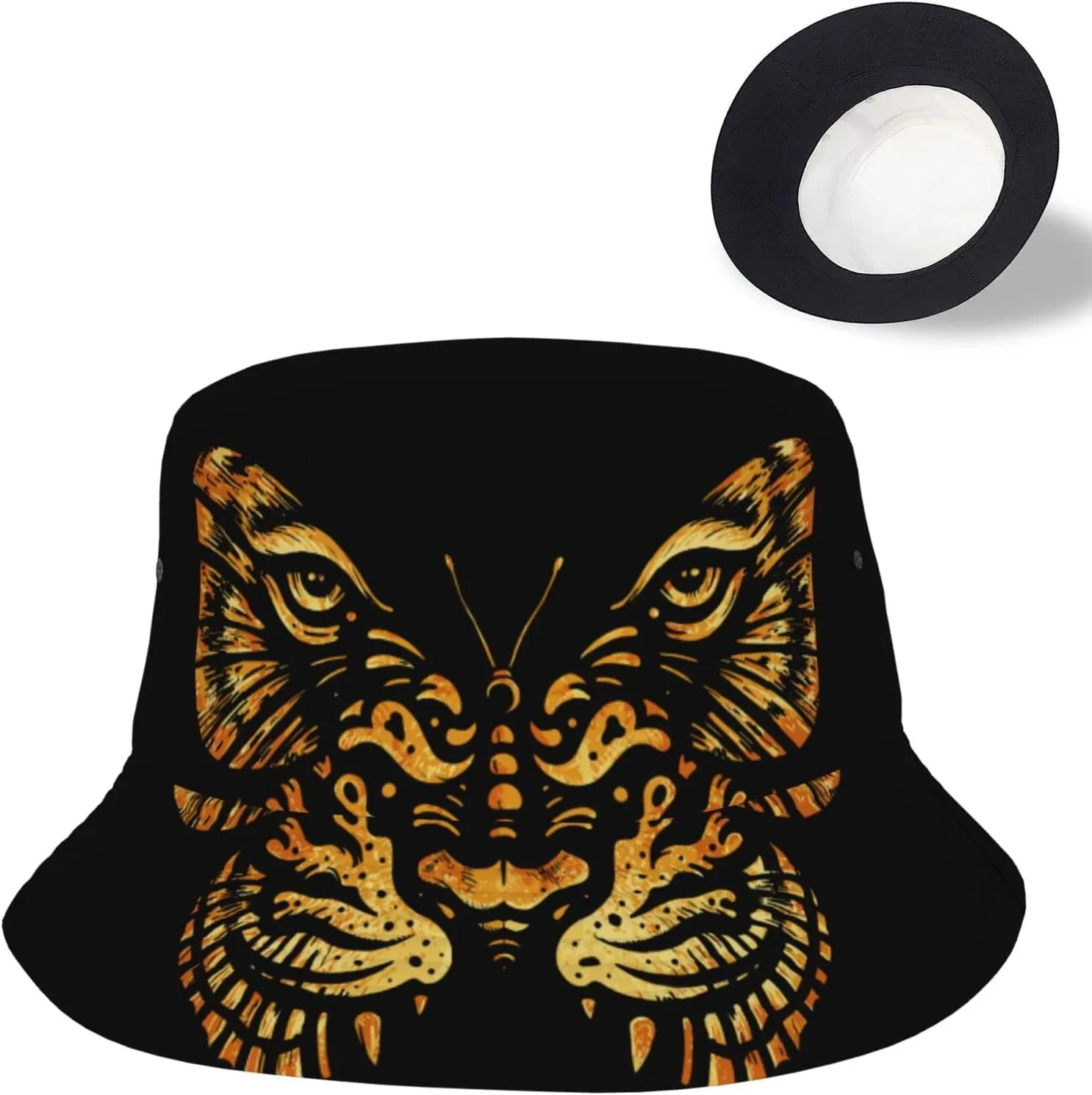 Bunny Black Bucket Hats for Women Summer Sun Beach Travel Outdoor Fishing Cap Unisex Men Bucket Hat