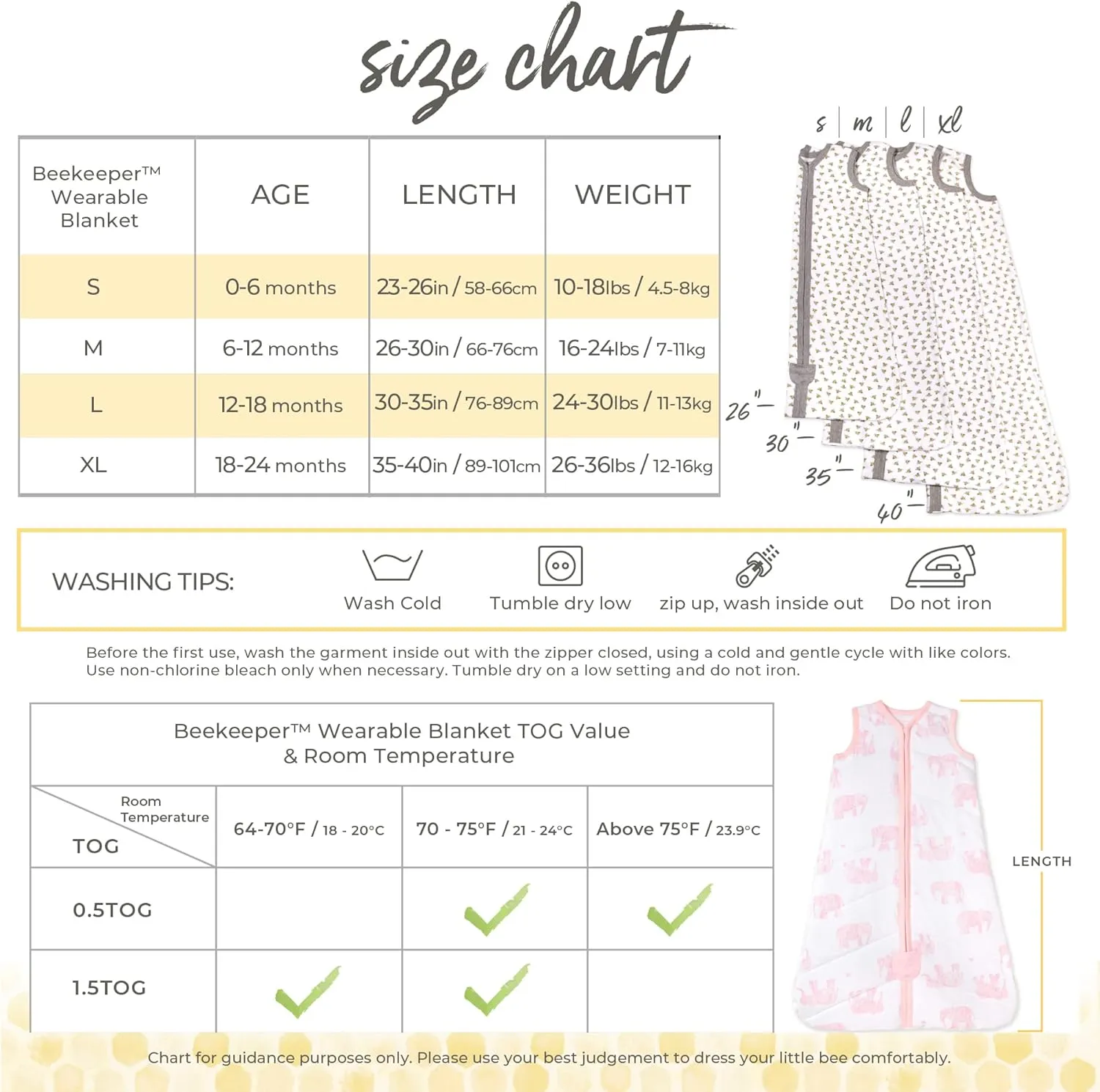 Burt's Bees Baby Beekeeper Wearable Blanket, Organic Cotton Swaddle 0.5 or 1.5 TOG, Newborn Essentials Shower Gift