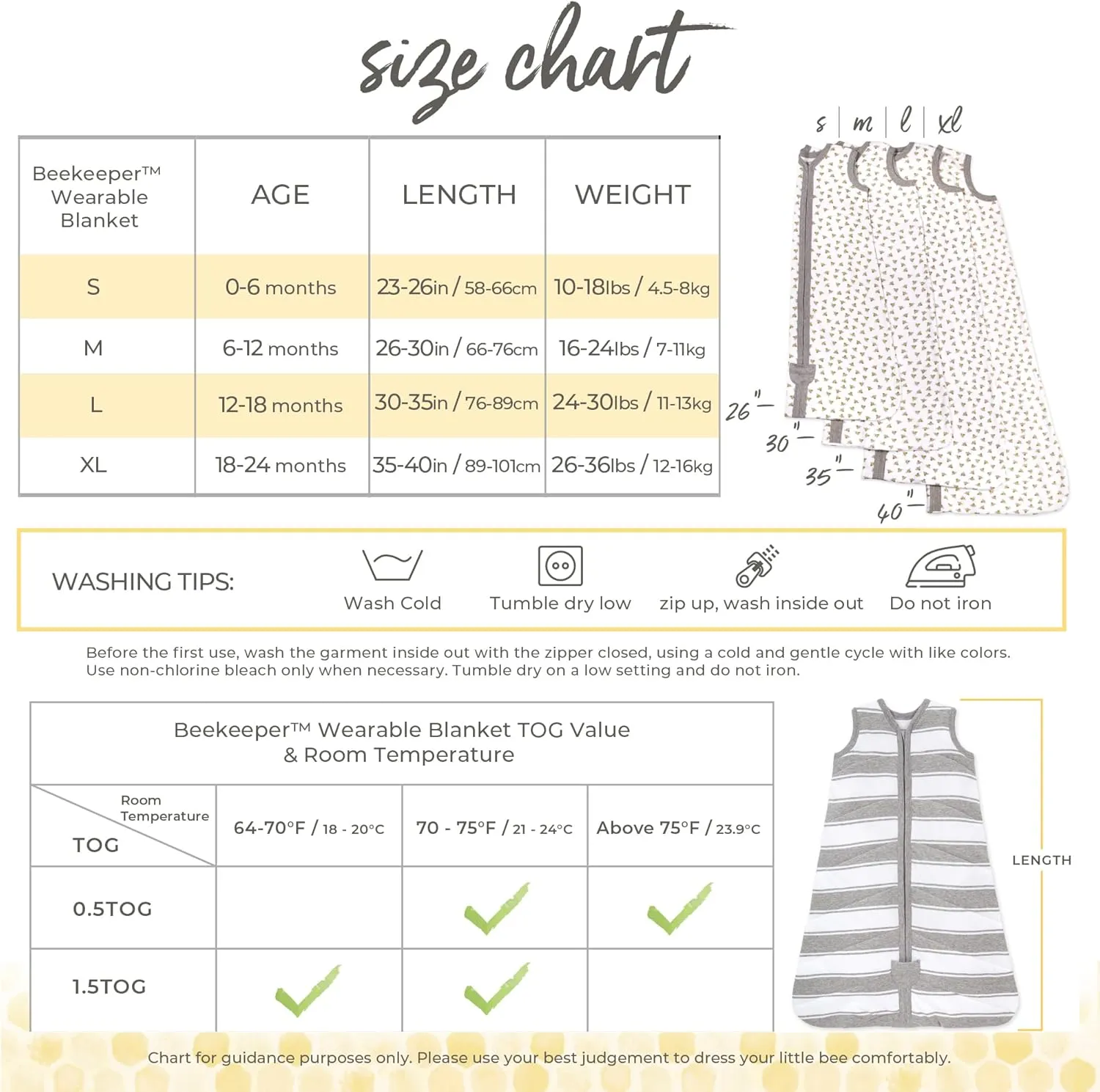 Burt's Bees Baby Beekeeper Wearable Blanket, Organic Cotton Swaddle 0.5 or 1.5 TOG, Newborn Essentials Shower Gift