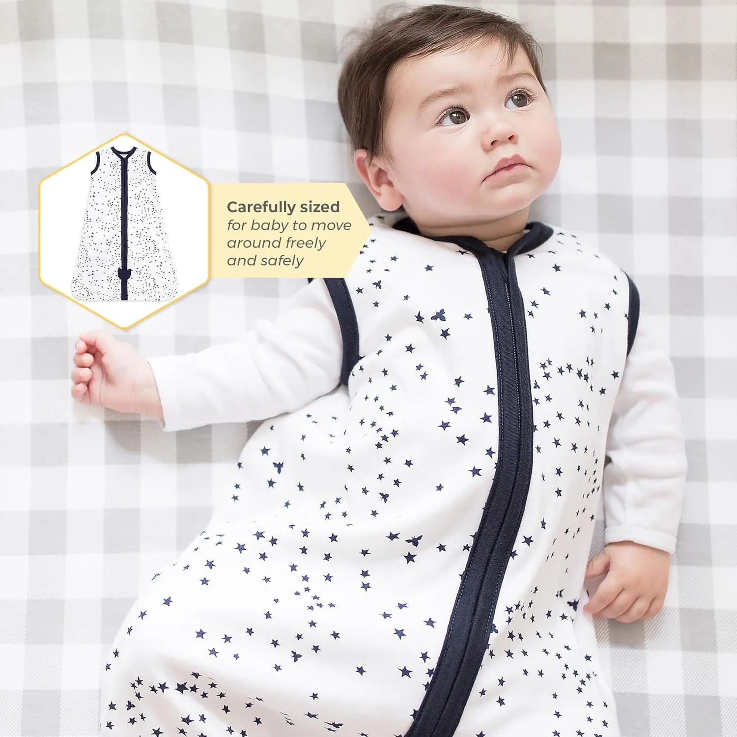 Burt's Bees Baby Beekeeper Wearable Blanket, Organic Cotton Swaddle 0.5 or 1.5 TOG, Newborn Essentials Shower Gift