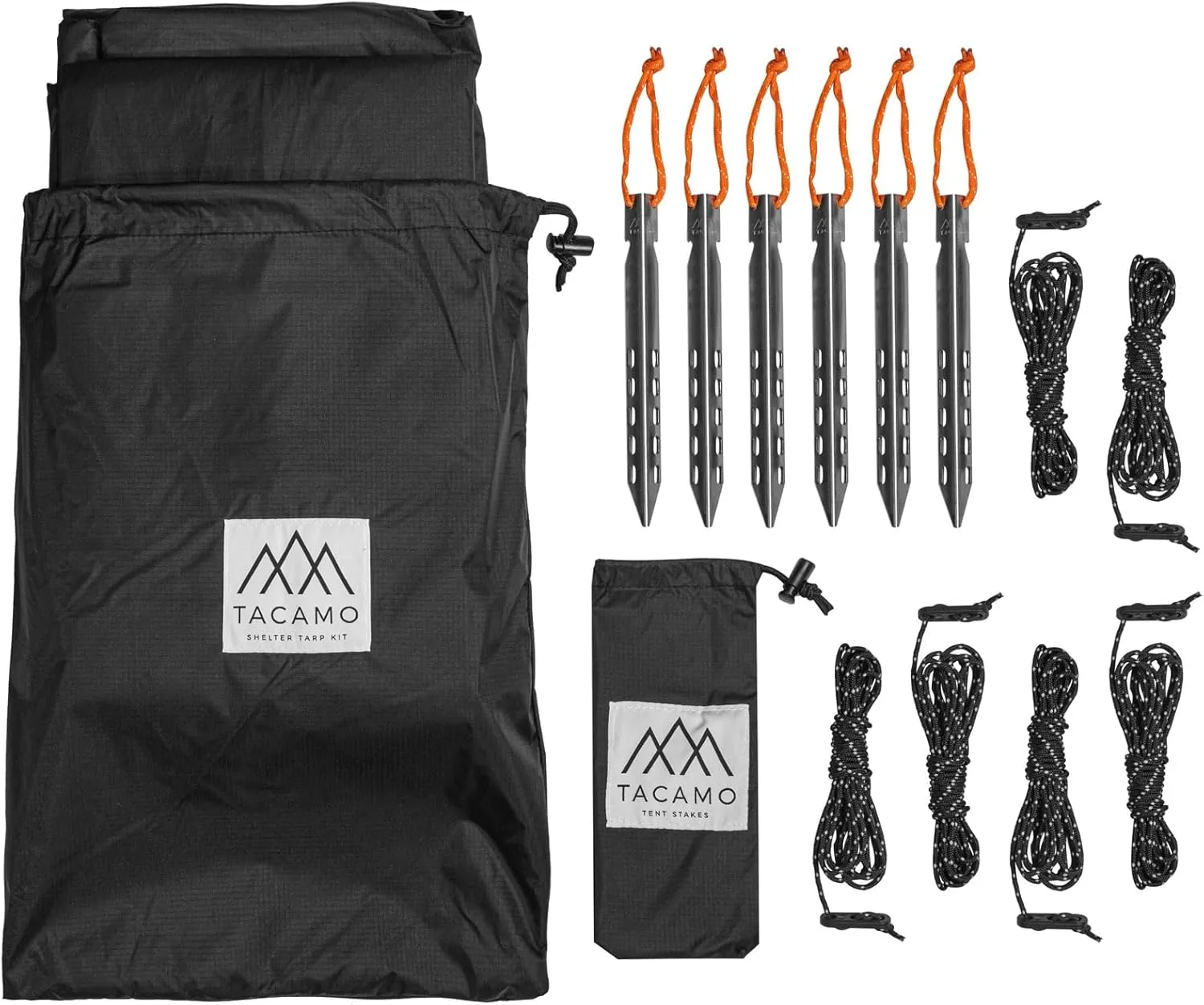 Bushcrafter Waterproof Camping Tarp - Lieghweight, Durable, Reflective Shelter Tarp or Rain Fly - Camping Essentials for Hiking, Bushcraft & Hammock, 8 x 8 ft, Black, TAC-STP101-BK
