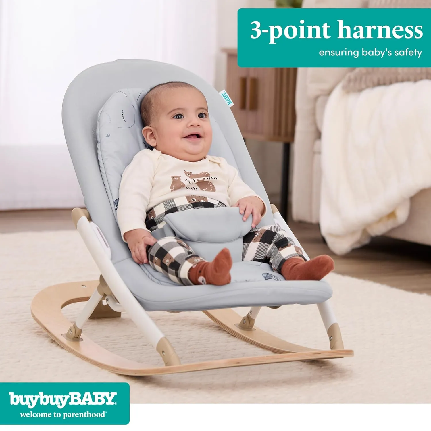 BuyBuy Baby by Evolur SleekSway Portable Rocker in Light Gray