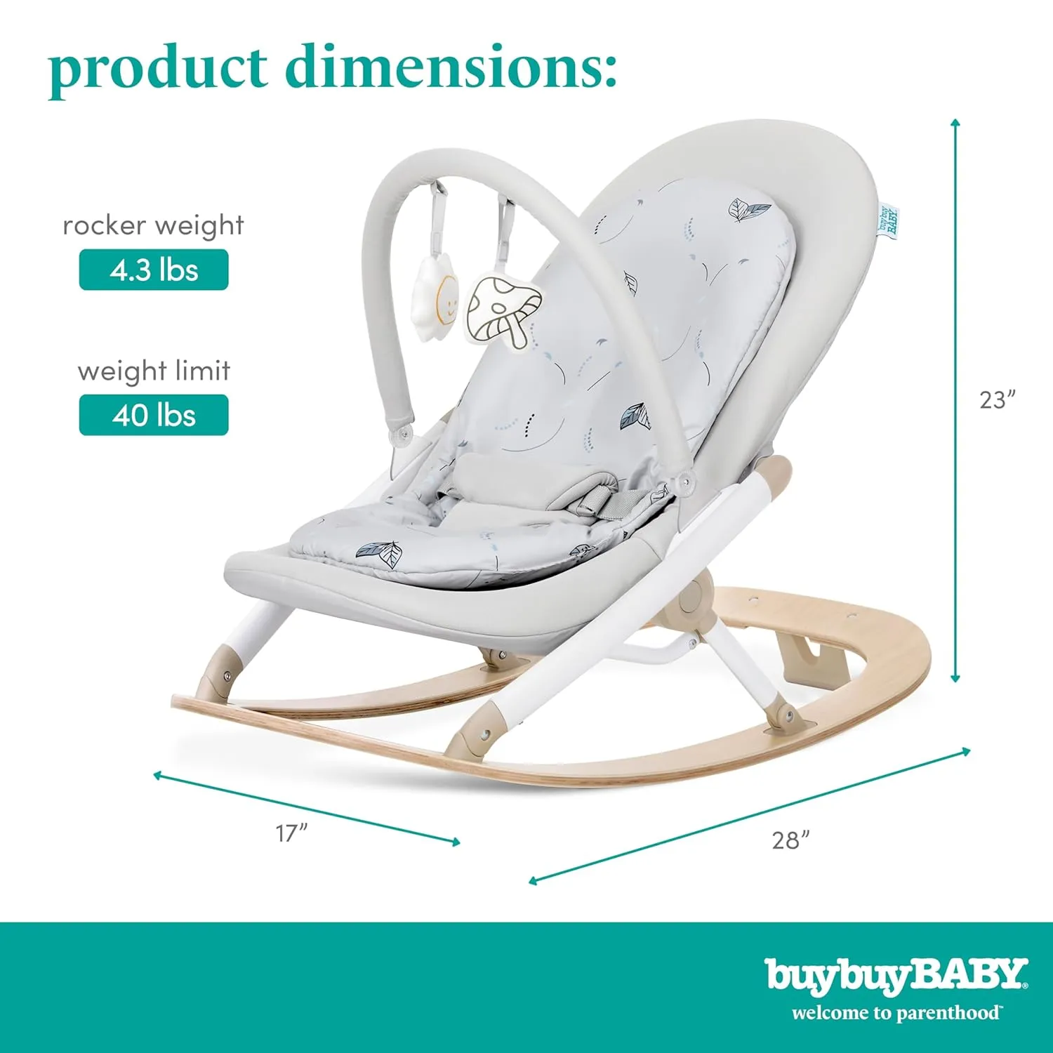 BuyBuy Baby by Evolur SleekSway Portable Rocker in Light Gray