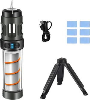 Buzz Defense Portable, Rechargeable Flashlight Camping Lantern Lights with Dual-Heating, Multifunctional, Waterproof White&Warm Light Lantern for Outdoor Camping MosquitRepellent (Black)