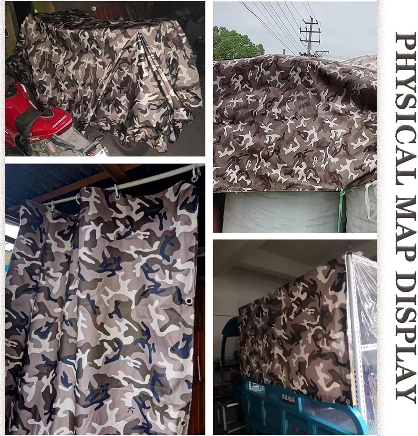 Camouflage Tarp Sheet Heavy Duty Tarpaulin Camo Cover Waterproof Tarp Tent Metal Eyelets,Multipurpose Caravan Protective Groundsheet 0.4mm Thick Canvas (Size:2x2.5m)