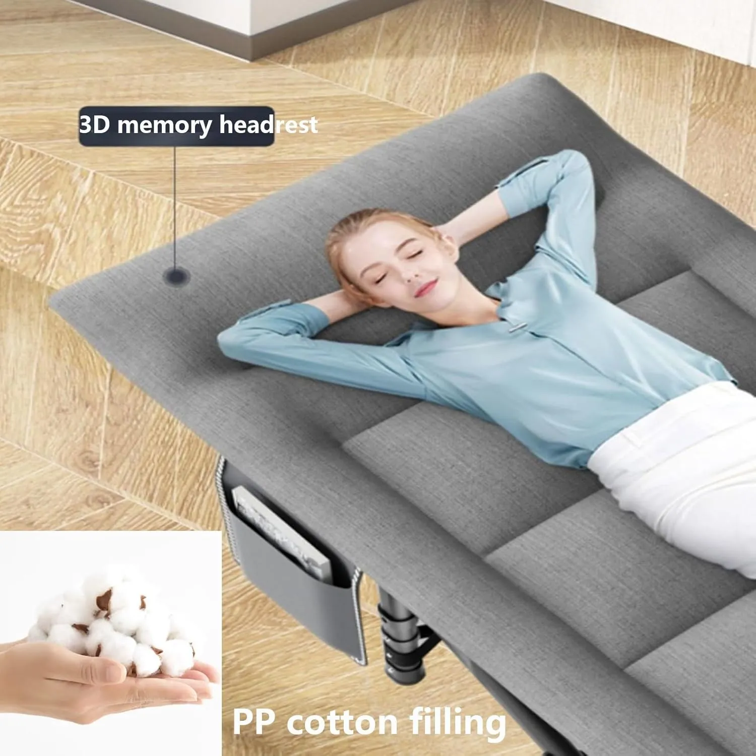Camp Bed for Adults with Soft Cushion and 3D Memory Headrest | Portable Folding Cot for Sleeping | Lightweight Tent Cot with Storage Backpack Supports 160kg