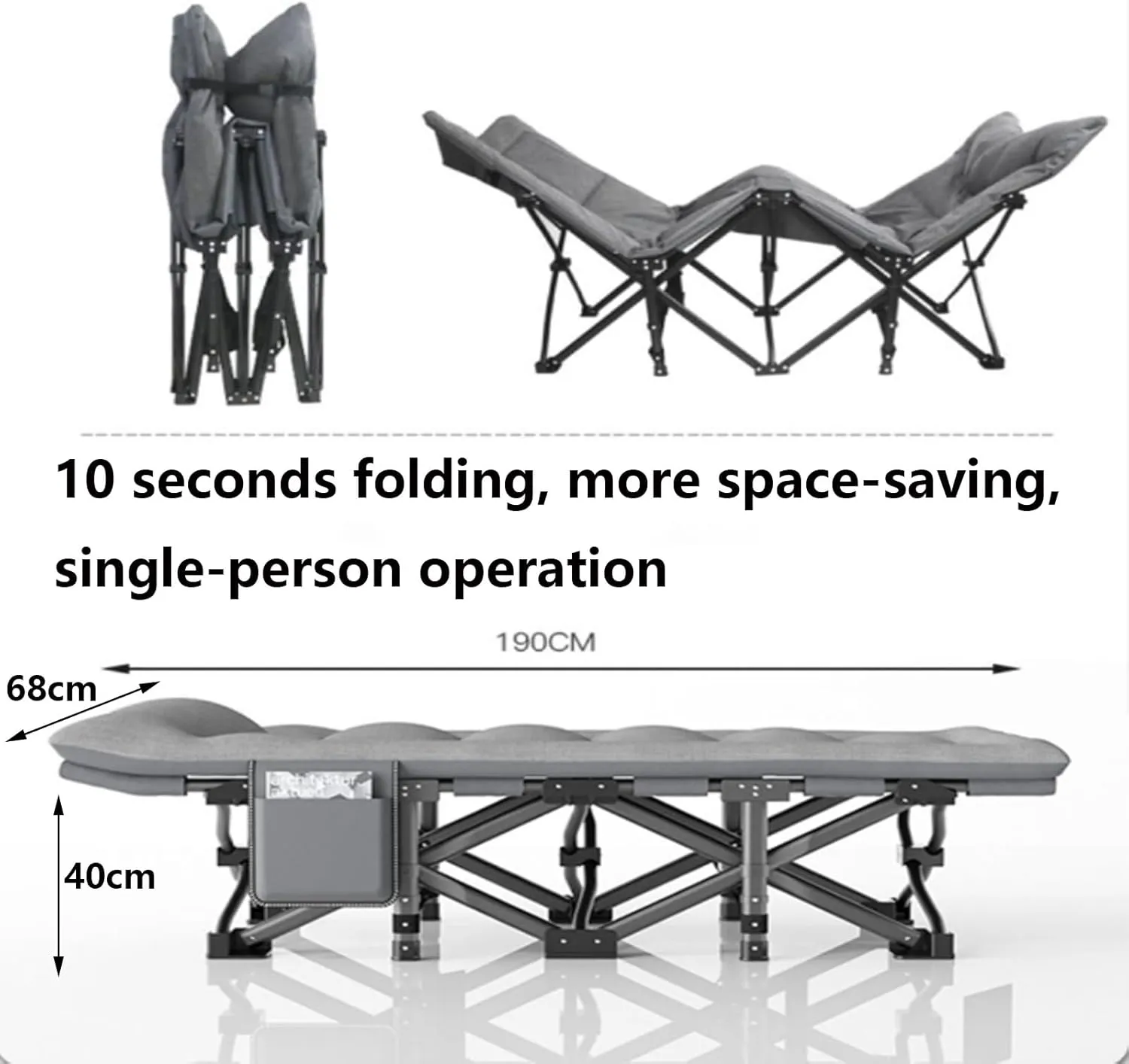 Camp Bed for Adults with Soft Cushion and 3D Memory Headrest | Portable Folding Cot for Sleeping | Lightweight Tent Cot with Storage Backpack Supports 160kg
