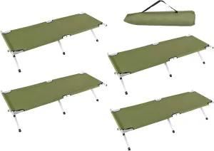 Camp Bed, Portable Folding Camping Cot for Adults,Indoor Outdoor Portable Sleeping Cot for Hiking, Camping with Carrying Bag Army Green- (2)