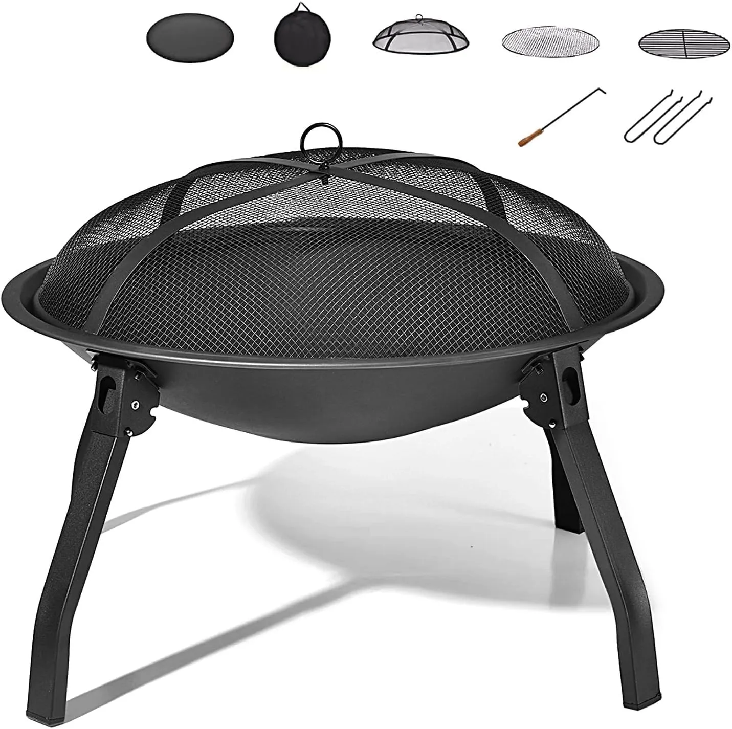 Camp Stove for Camping Foldable, Tent Stoves Wood Burning, Thickened All Steel Woodstove, Camping Stoves Portable with Cover Mesh Grill Net and Storage Bag