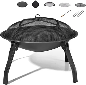 Camp Stove for Camping Foldable, Tent Stoves Wood Burning, Thickened All Steel Woodstove, Camping Stoves Portable with Cover Mesh Grill Net and Storage Bag