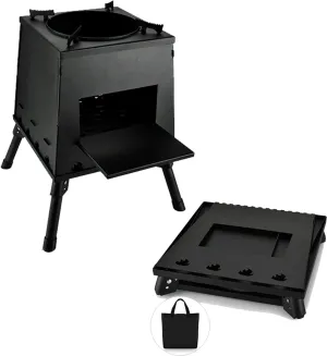 Camp Wood Stove, Tent Stove with Large Firebox, Heat View Folding Camping Stove for Tent, Shelter, Cabin Heating and Cooking,Portable Wood Burning Stove Outdoor Camping