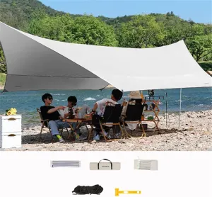 Camping Canopy,Waterproof Tent Tarp, UV Protection and PU 3000mm Waterproof, Lightweight for Camping, Backpacking and Outdoor Adventure White