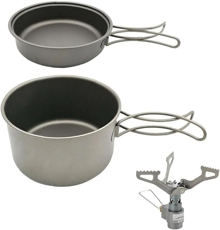 Camping Cookware Set Foldable Stove Pots Pans Cooking Set for Outdoor Picnic Hiking Camping with Carry Bag 3pcs