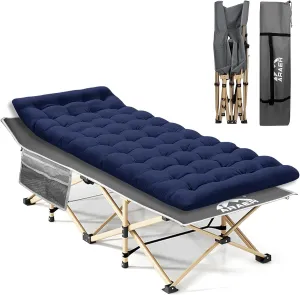 Camping Cot, 450LBS(Max Load), Portable Folding Outdoor Bed with Carry Bag for Adults Kids, Heavy Duty Cot for Traveling Gear Supplier, Office Nap, Beach Vocation and Home Lounging (Blue)