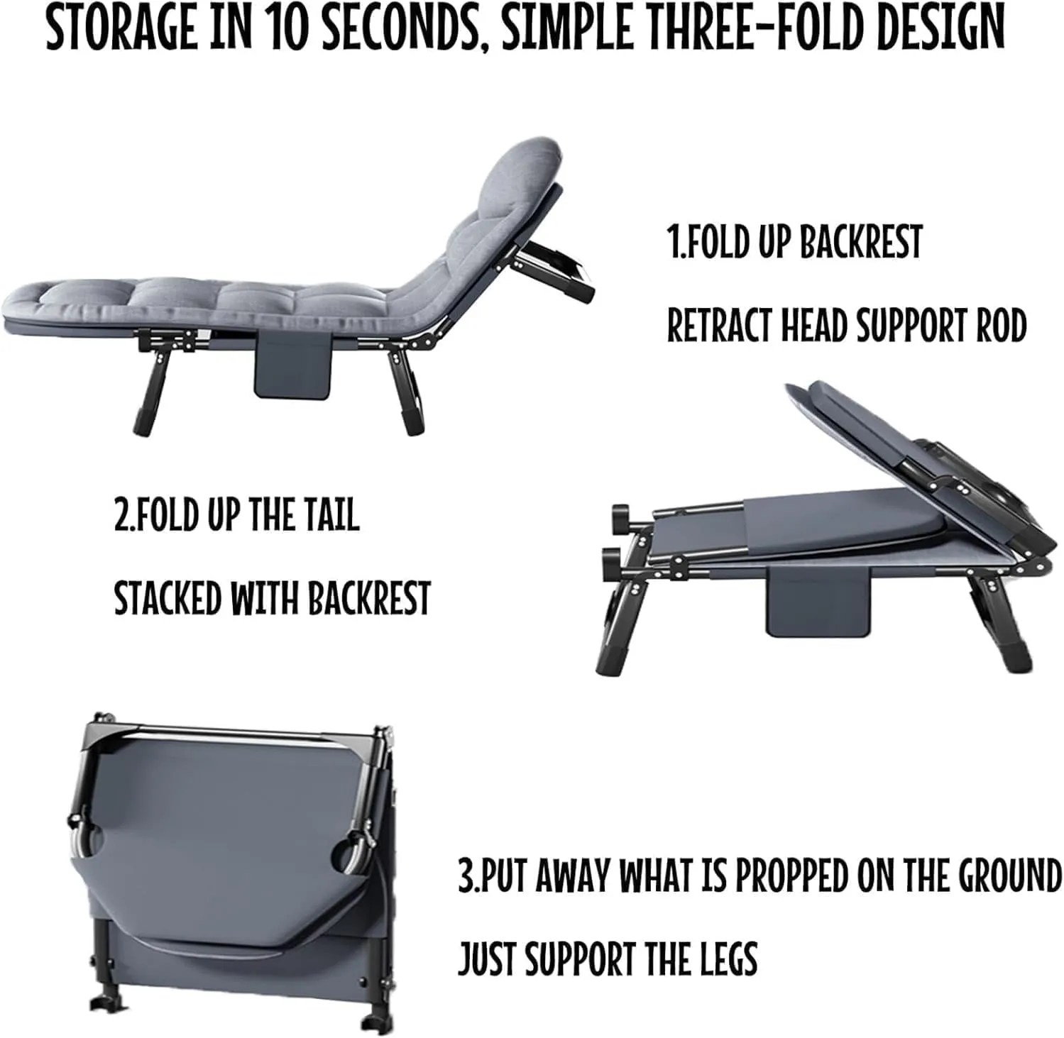 Camping Cot 5-Position Adjustable Sleeping Cots for Adults Load 330lb Lounge Chair W/Mattress for Adults Folding Camping Bed