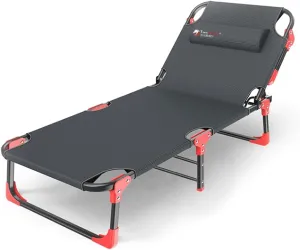 Camping Cot Bed Adjustable Folding Camping Cot, Heavy Duty Collapsible Foldable Bed for Kids Adults with Non-Slip Foot Mat, Indoor Outdoor Comfortable for Outdoor&Indoor