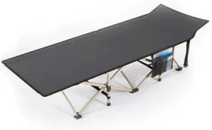 Camping Cot Bed Portable and Easy to Store Folding Camping Cot, Sleeping Bed, Tent Cot, with Pillow, Carry Bag & Storage Bag, Extra Wide Sturdy Comfortable for Outdoor&Indoor (Color : Black)