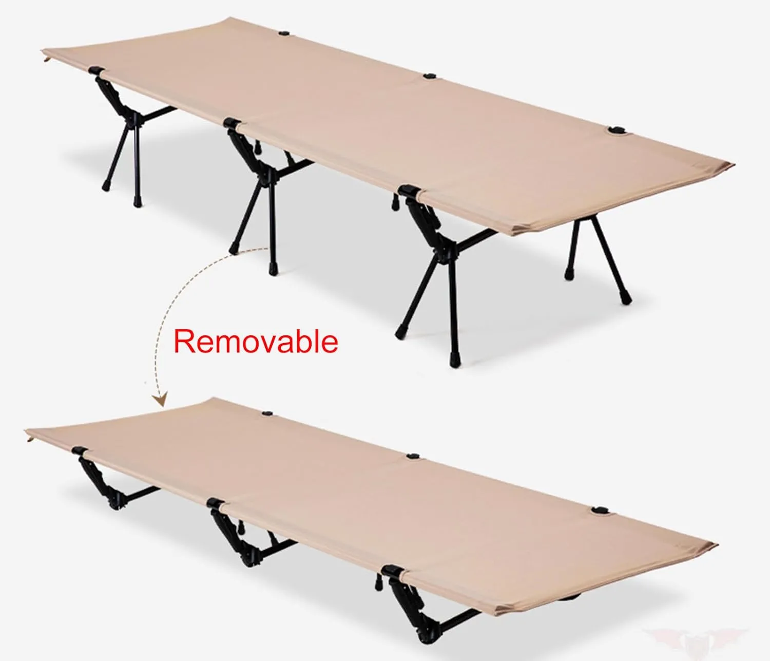 Camping Cot, Easy-to-Assemble Folding Cot Supports Campers up to 6ft 2in or 300lbs, Great for Camping, Lounging, & Elevated Sleeping,E