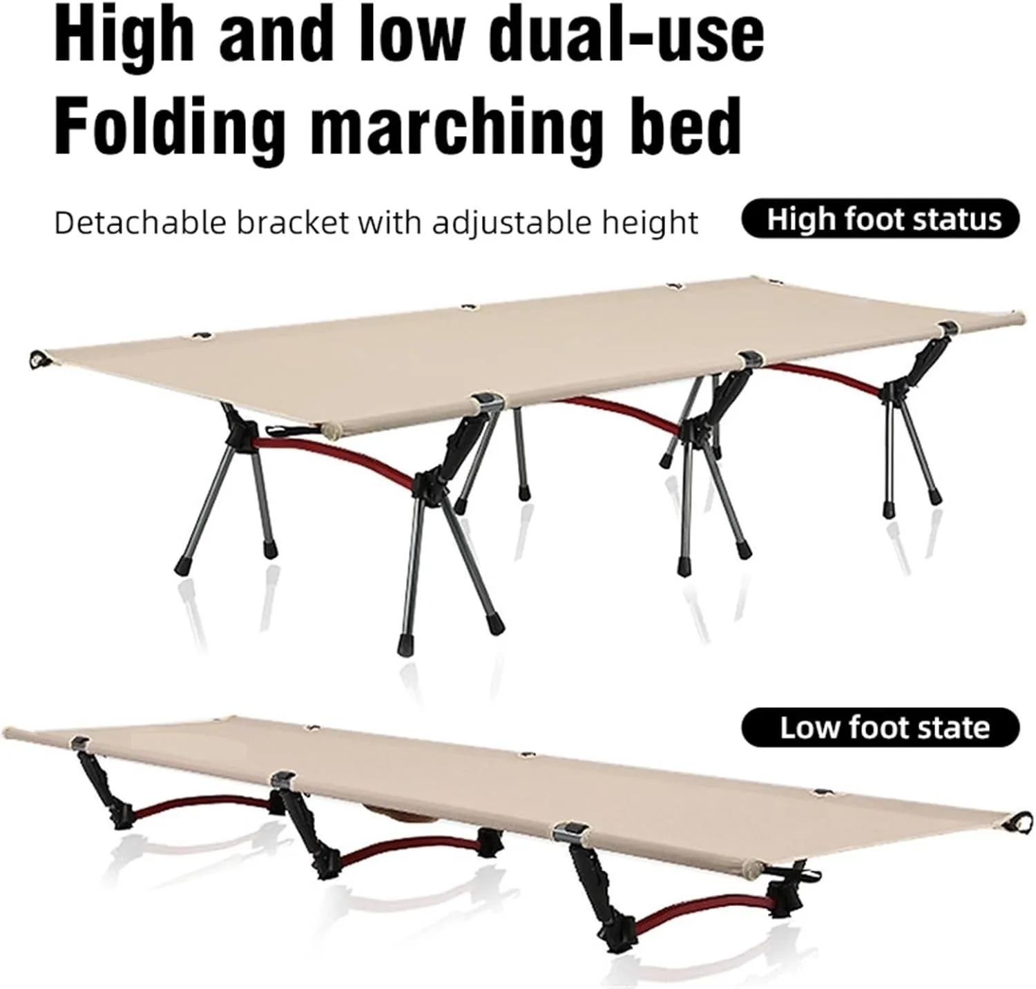 Camping Cot Folding Camping Bed Portable Outdoor Bed Comfortable Sleeping Cots for Adults Camping(Khaki)