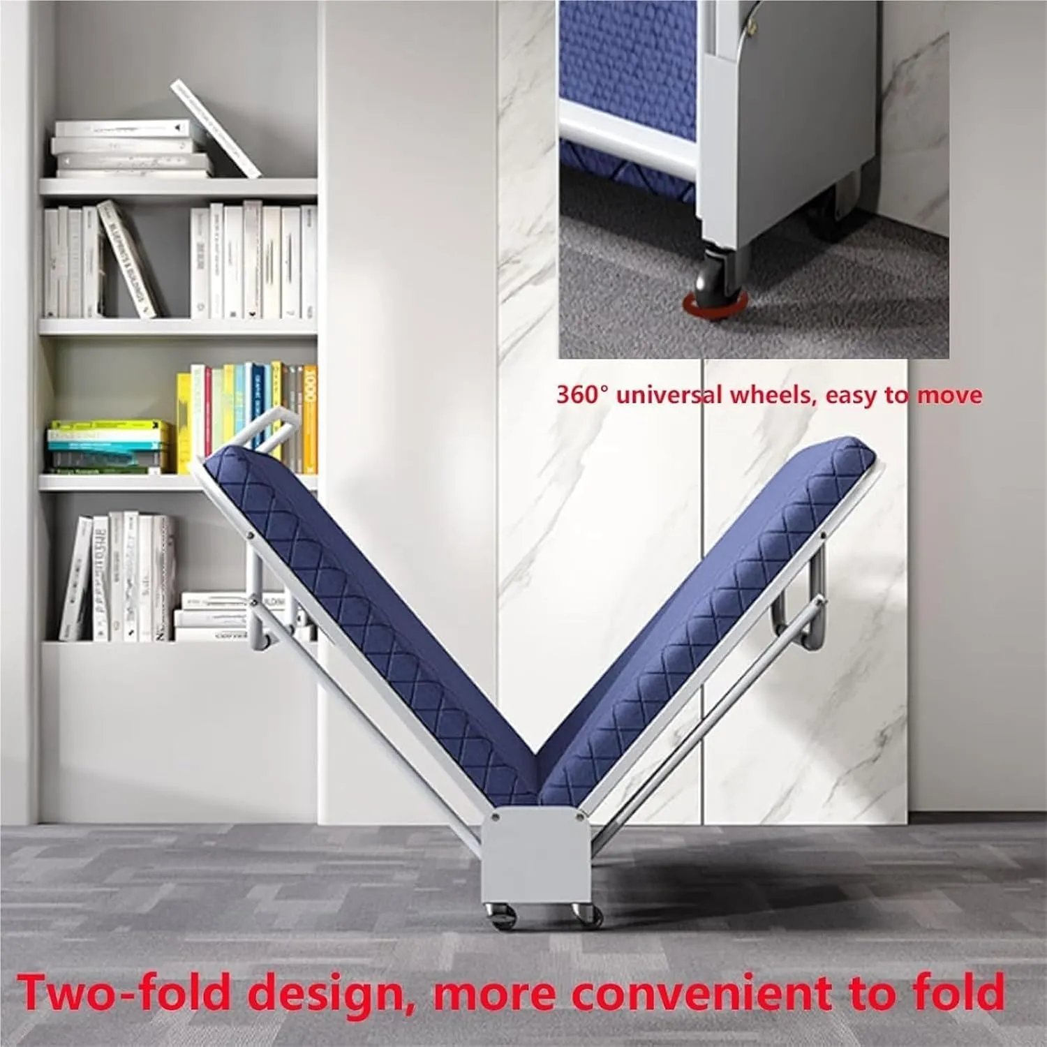 Camping Cot for Adults, Adjustable 5 Position Portable Foldable Guest Bed with Wheels Easy Storage and Move, Folding Bed for Sleeping