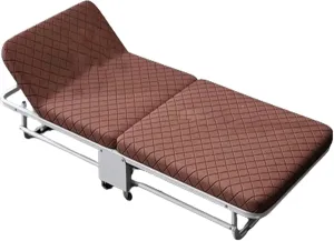 Camping Cot for Adults, Adjustable 5 Position Portable Foldable Guest Bed with Wheels Easy Storage and Move, Folding Bed for Sleeping