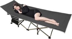 Camping Cot for Adults Comfortable, Folding Cot for Sleeping, Portable Foldable Camp Cot Supports 617.29 lbs, for Office,Home Nap,Outdoor Travel (Gray)