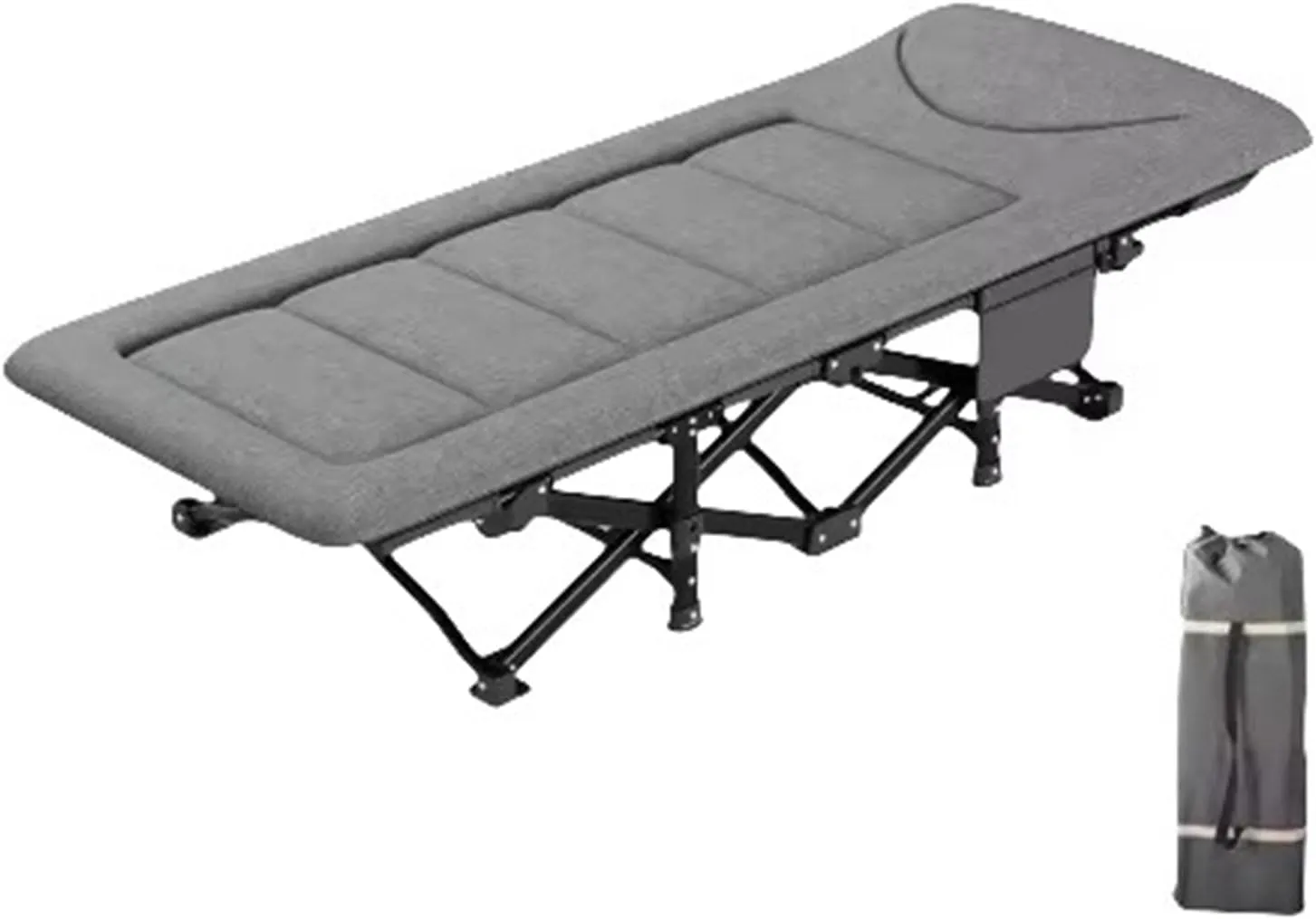 Camping Cot for Adults, Portable Folding Bed with Mattress and Carry Bag,Camping Bed with Side Pockets, Sleeping Cot for Office Home Nap, Outdoor, Camping, Travel, Supports 450 lbs