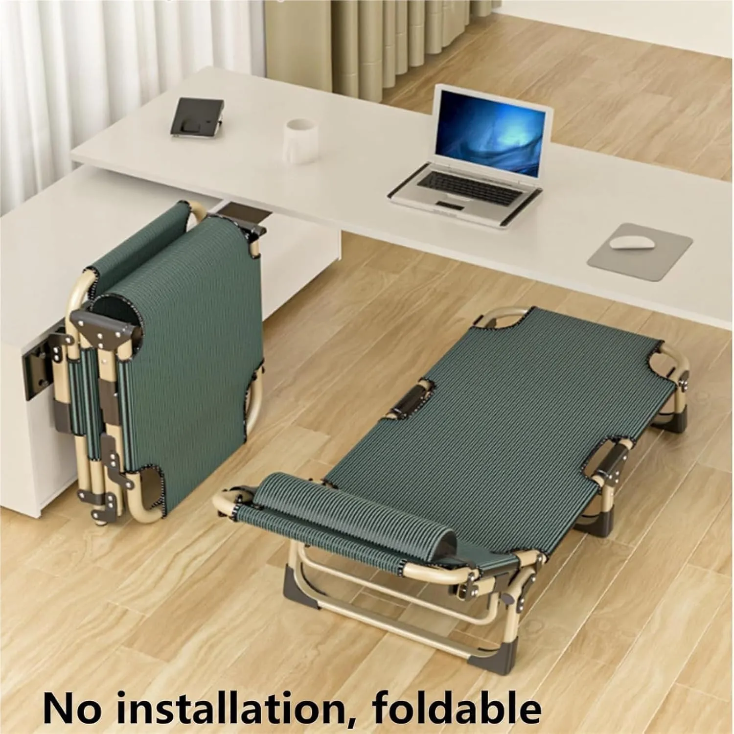 Camping Cot for Adults, Rollaway Bed with Pillow Sleeping Cots with 5 Adjustable Positions, Portable Folding Bed for Office Home Nap
