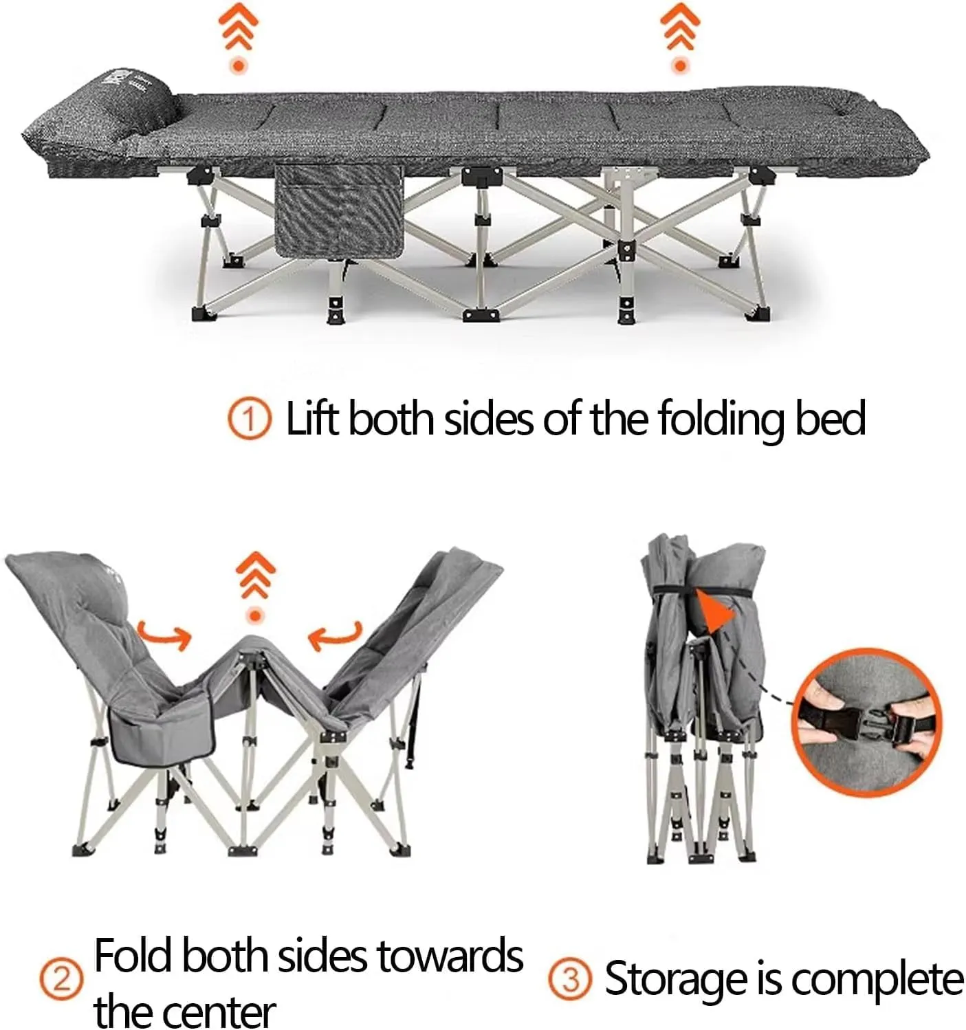 Camping Cot Oxford Folding Camping Bed with Thick Mattress Sleeping Cots for Adults Load 551lbs with Carry Bag Folding Cot