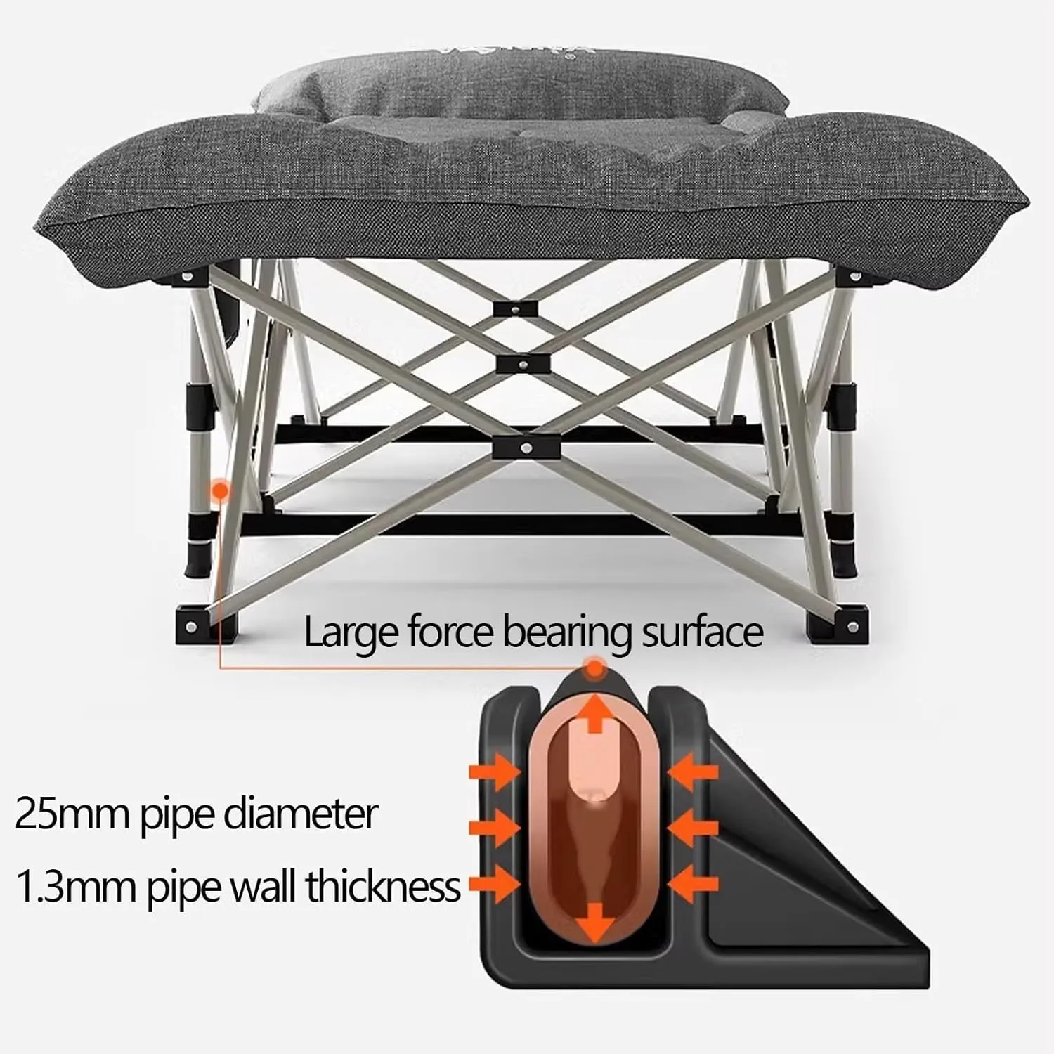 Camping Cot Oxford Folding Camping Bed with Thick Mattress Sleeping Cots for Adults Load 551lbs with Carry Bag Folding Cot