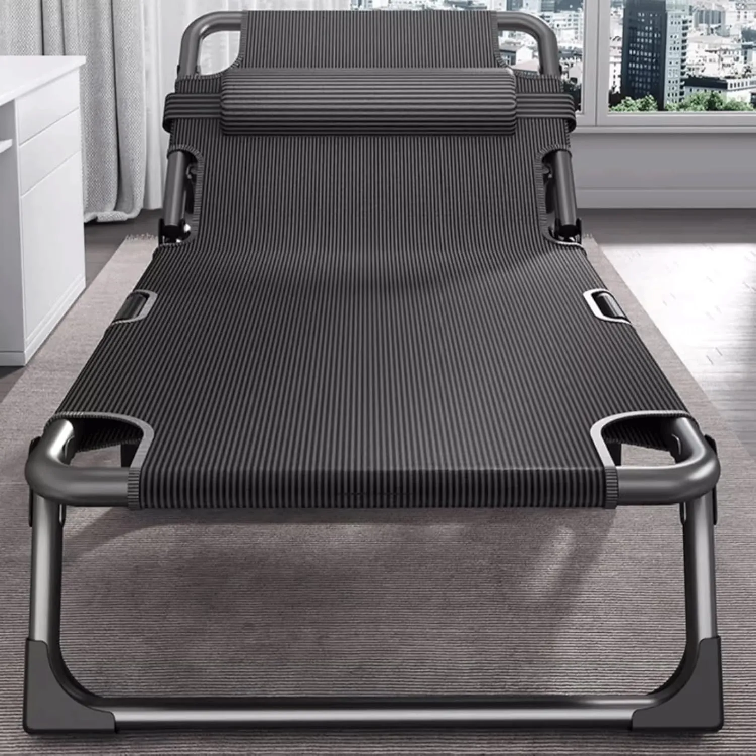 Camping cot Portable Camping Cot Space-Saving Adjustable 4-Position Folding Cot for Office Nap and Home Lounging Eight-Leg Support Folding cot