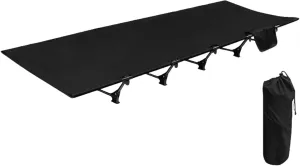 Camping Cot, Portable Folding Bed for Adults Kids with Carry Bag, 5 Stabilizers, Heavy Duty Cot for Outdoor, Tent, Backpacking, Travel, Easy Setup, Supports 330lbs Black