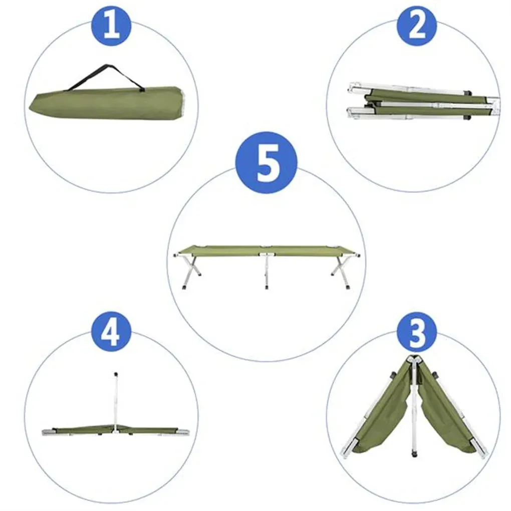 Camping Cot Portable Folding Bed Ultralight Aluminum Alloy with Carrying Bag