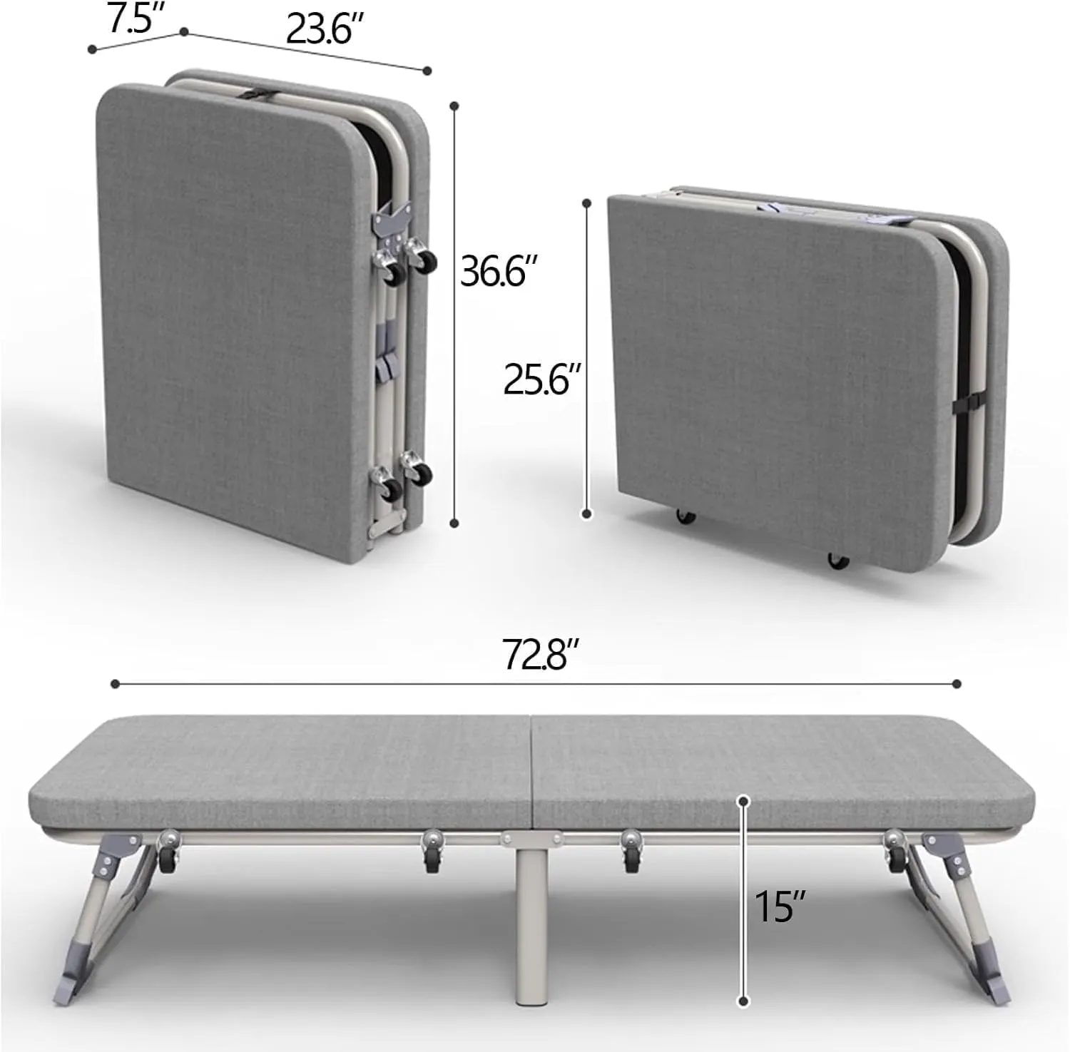Camping Cot with 3CM Sponge Mattress, Supports 441 Lbs Guest Bed, Portable Folding Bed for Outdoor Camping/Office/Home Nap