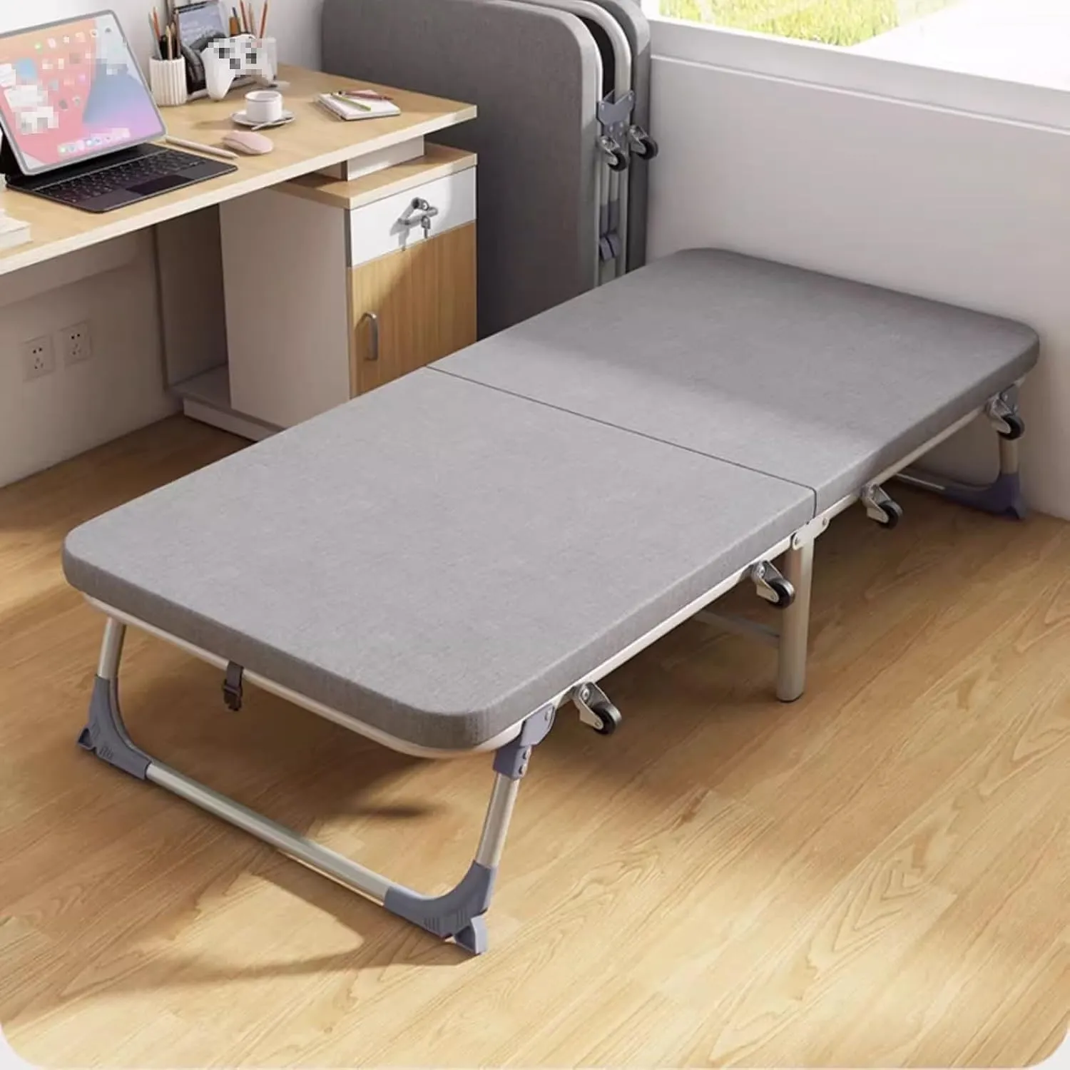Camping Cot with 3CM Sponge Mattress, Supports 441 Lbs Guest Bed, Portable Folding Bed for Outdoor Camping/Office/Home Nap