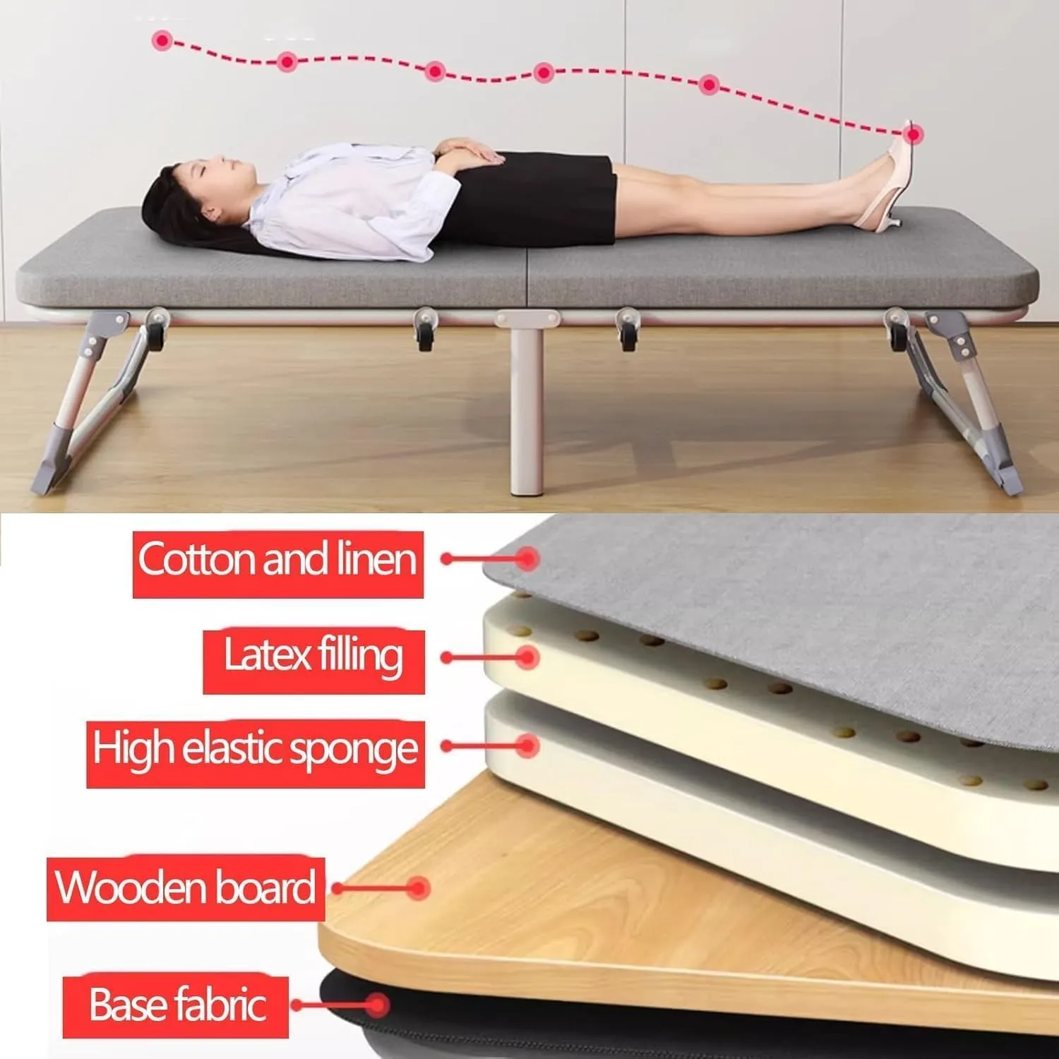 Camping Cot with 3CM Sponge Mattress, Supports 441 Lbs Guest Bed, Portable Folding Bed for Outdoor Camping/Office/Home Nap