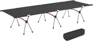 Camping Cot with Leg Extenders Portable Folding Bed Ultralight Aluminum Alloy Sleeping Cot for Outdoor Hiking Travel(Black)