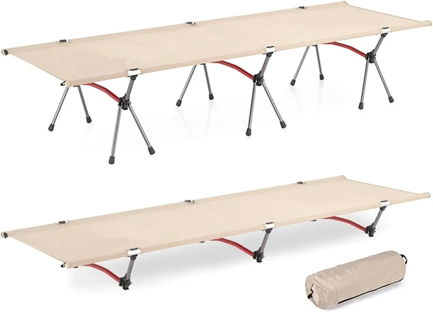 Camping Cot with Leg Extenders Portable Folding Bed Ultralight Aluminum Alloy Sleeping Cot for Outdoor Hiking Travel(Black)