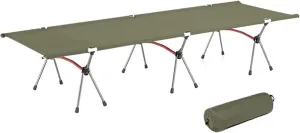 Camping Cot with Leg Extenders Portable Folding Bed Ultralight Aluminum Alloy Sleeping Cot for Outdoor Hiking Travel(Green)