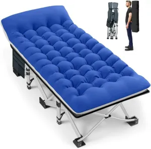 Camping Cot with Padded Mattress, Blue, Includes Carrying Bag