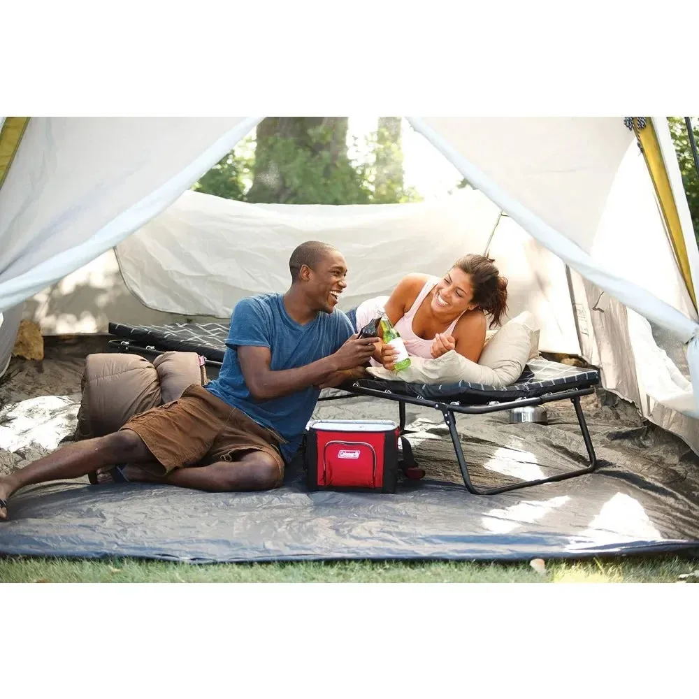Camping Cot with Thick Sleeping Pad – Foldable Steel Cot with Deluxe Mattress for Comfortable Sleeping