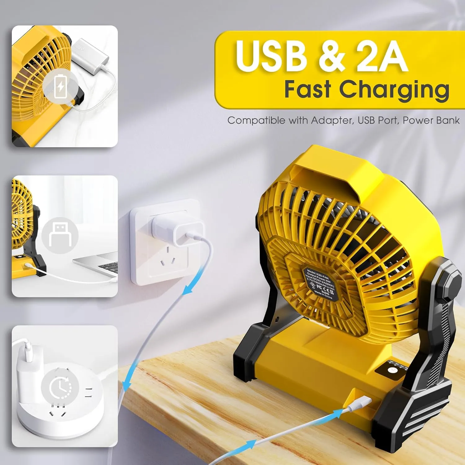 Camping Fan with LED Lantern, 20000 mAh 9 Inch Portable Rechargeable Battery Powered Fan with Stepless Speed and Quiet Battery Operated for Picnic, Barbecue, Fishing, Travel, Home, Tent